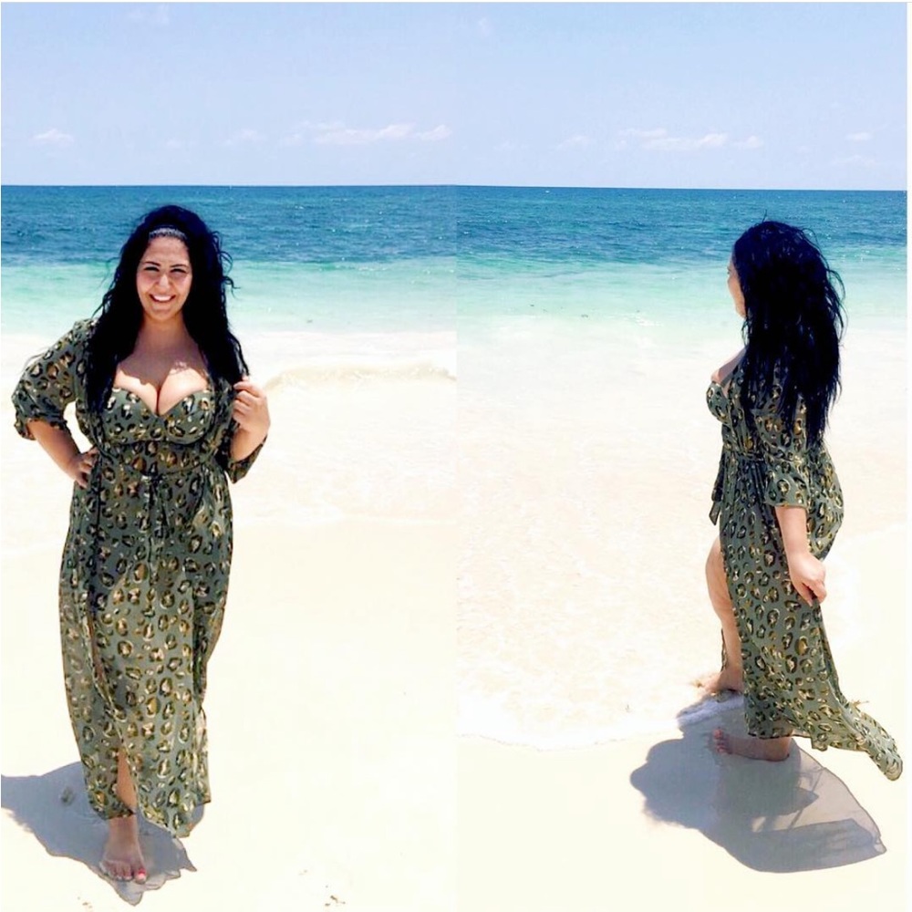 Swimsuits for All x Gabi Fresh - Olive Leopard  coverup kimono